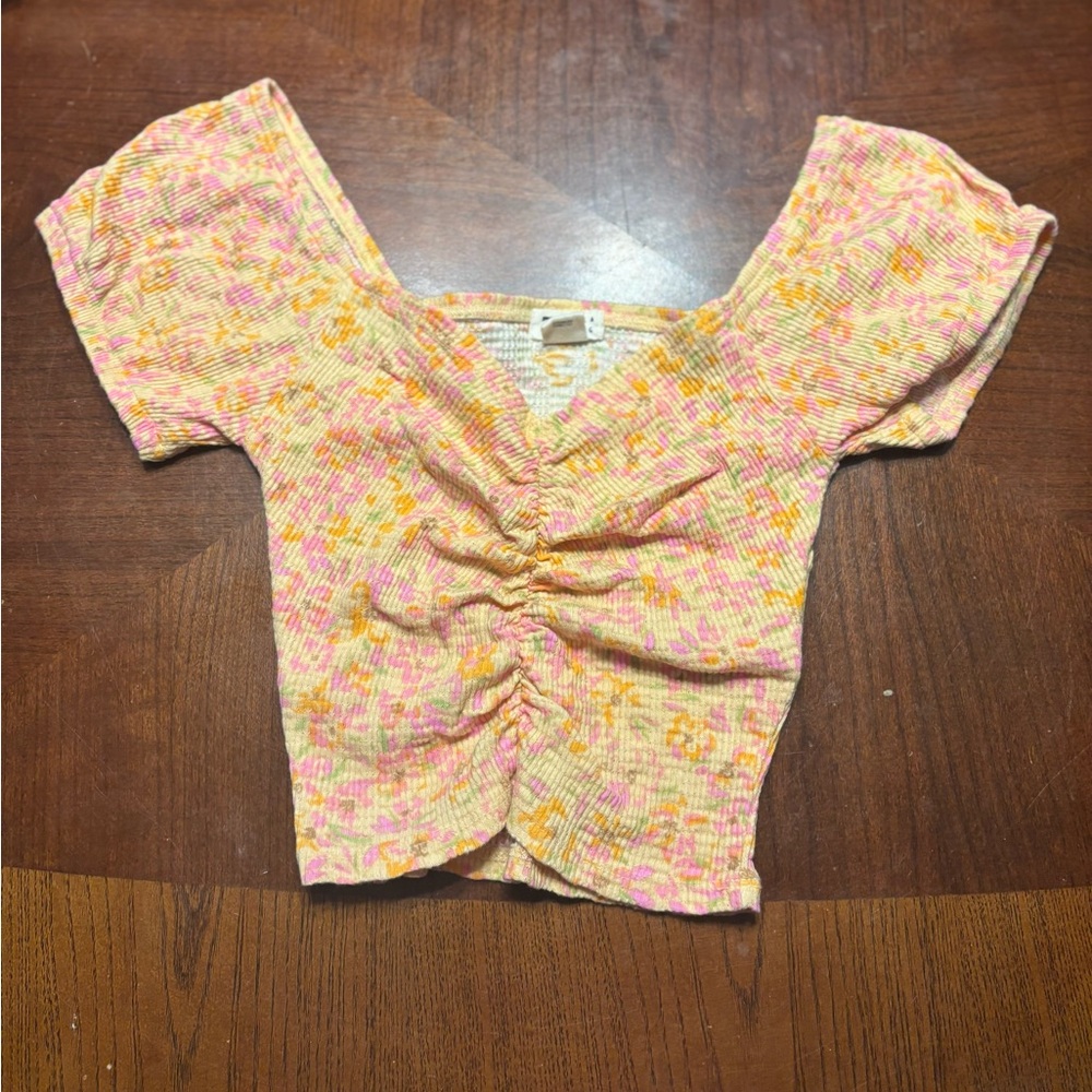 Billabong Pink and Yellow Patterned Top